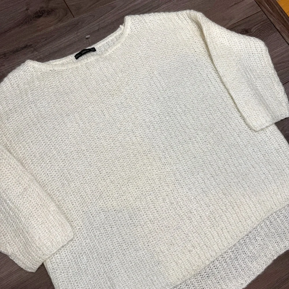 ZARA Slouchy Knit Boxy Sweater - Cream- NEVER WORN - Picture 2 of 5